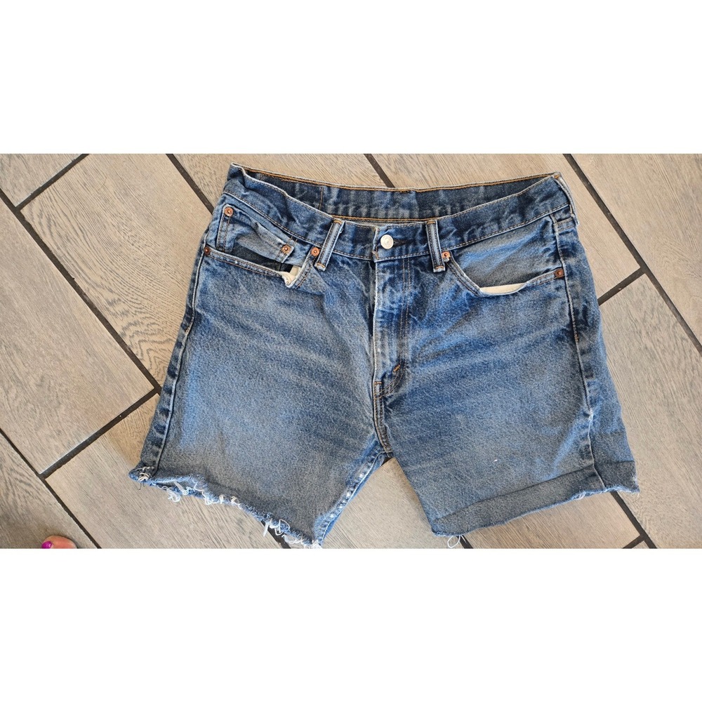 Vintage Levis 505 Cut Off Denim Shorts Medium Wash 30 Waist Frayed Hem
